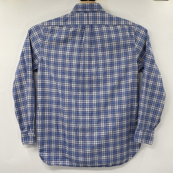 Ralph Lauren Men's Large Cotton Blue White Plaid Long Sleeve Button Down Shirt - Picture 3 of 5